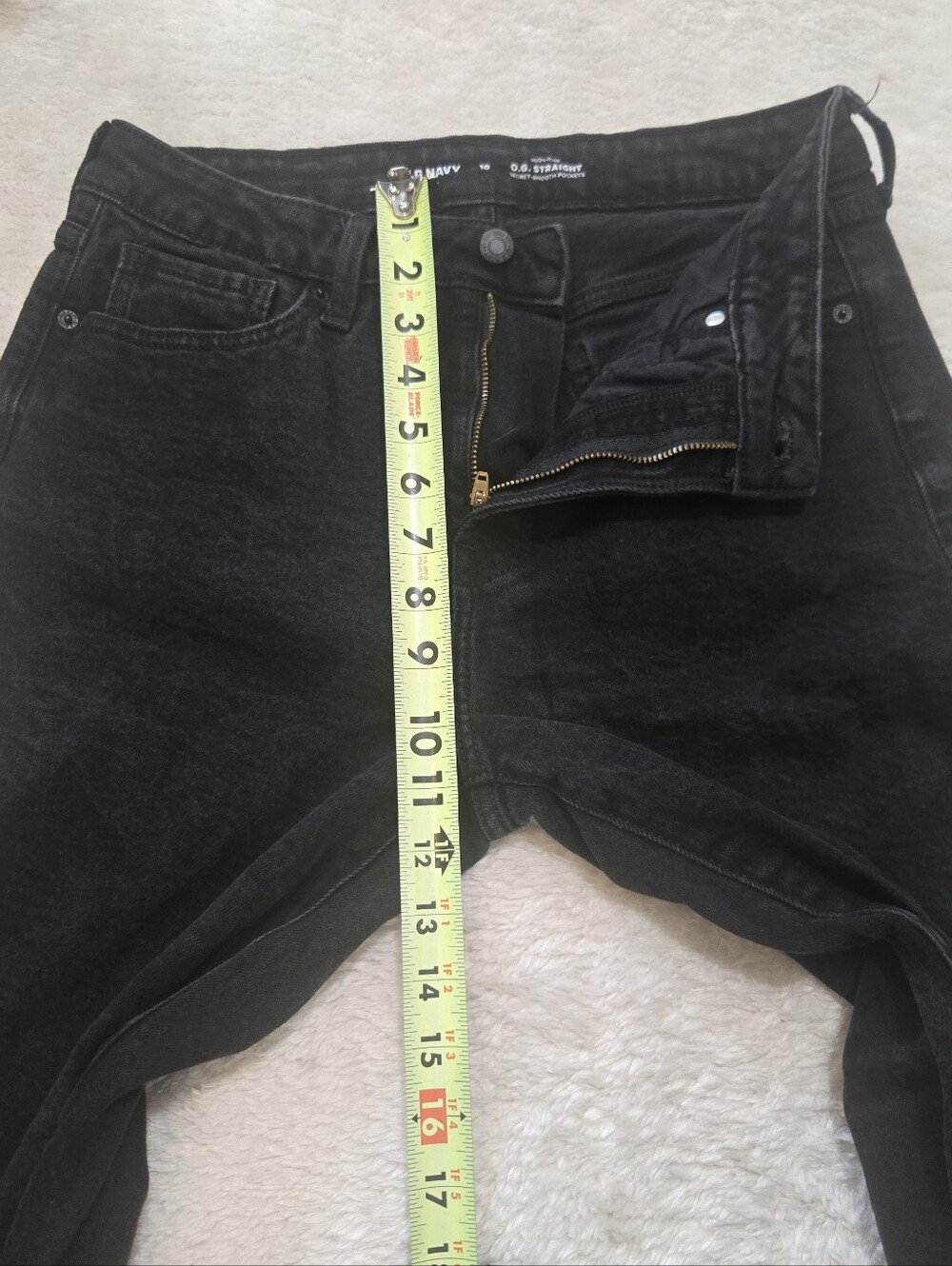 Old Navy Black OG Straight High-Rise Casual Everyday Basic Jeans, Size 10 - Picture 4 of 8